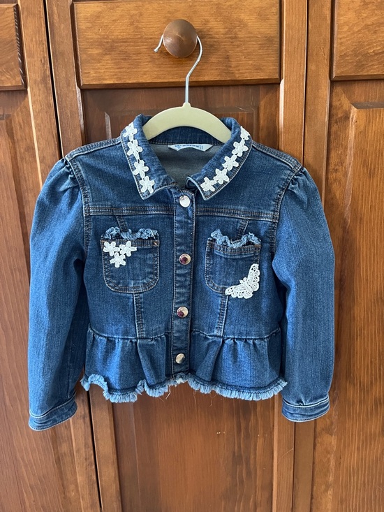 Mayoral Other - Mayoral Dark Blue Denim Jacket with White Lace Appliqué
